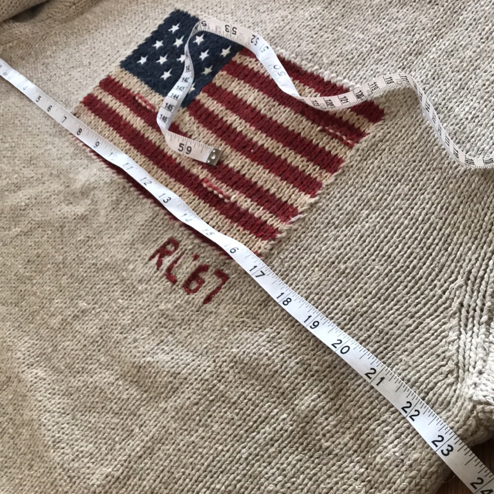Polo by Ralph Lauren Cream Turtleneck Sweater with American Flag - Picture 6 of 6
